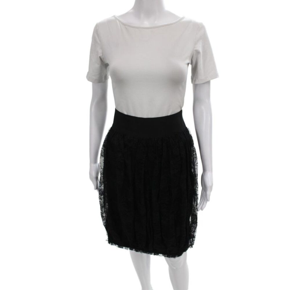 Alberta Ferretti Women Black Tulip Skirt Knee Length Zip Rayon Size 10